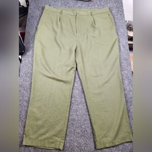 Trust Mens Sage Green Linen Blend Dress Pants Slacks W50(48) X L30(29.5) Pleated